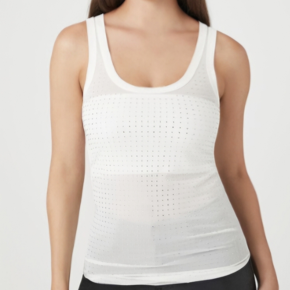 NWT Sheer Rhinestone Tank Top